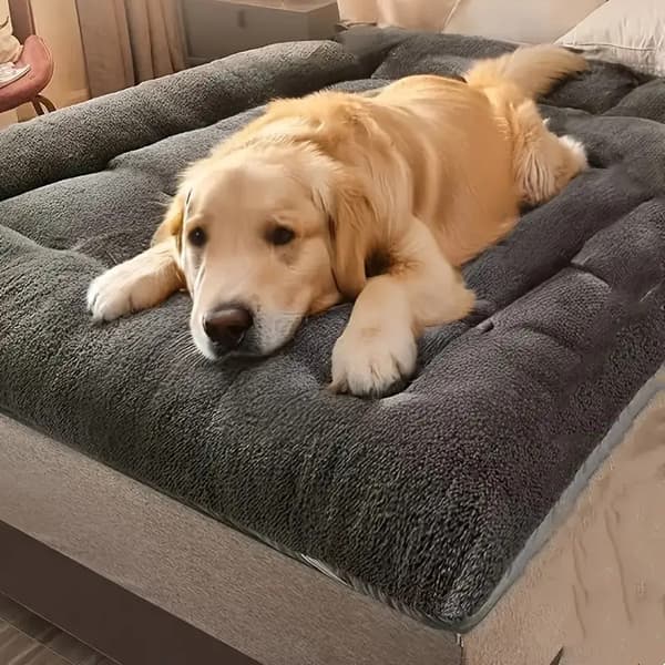 [RM] Extra Large Plush Dog Bed Sofa Cat Nest Dog Crate Mat, With 8 Thickened Ultra-Soft Polyester Pet Pads Grey