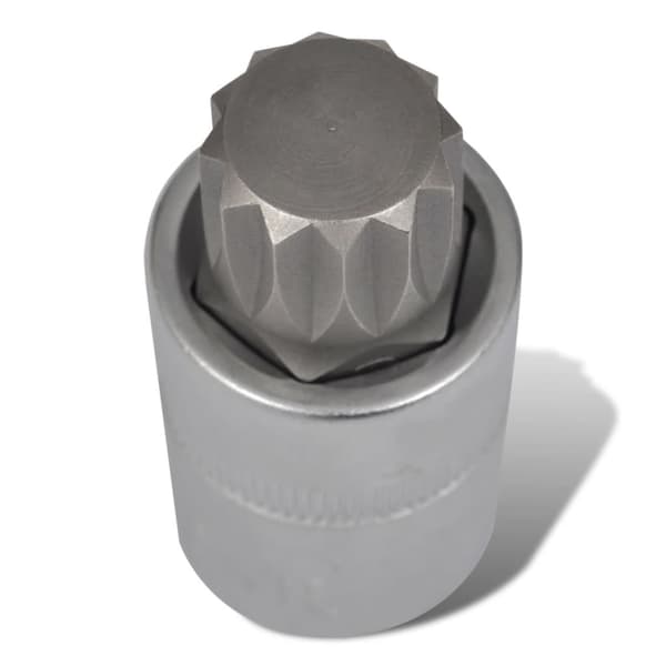 [RM]vidaXL Bit Set 1/2\" 12-point Chrome Vanadium Steel 10-pack 1000