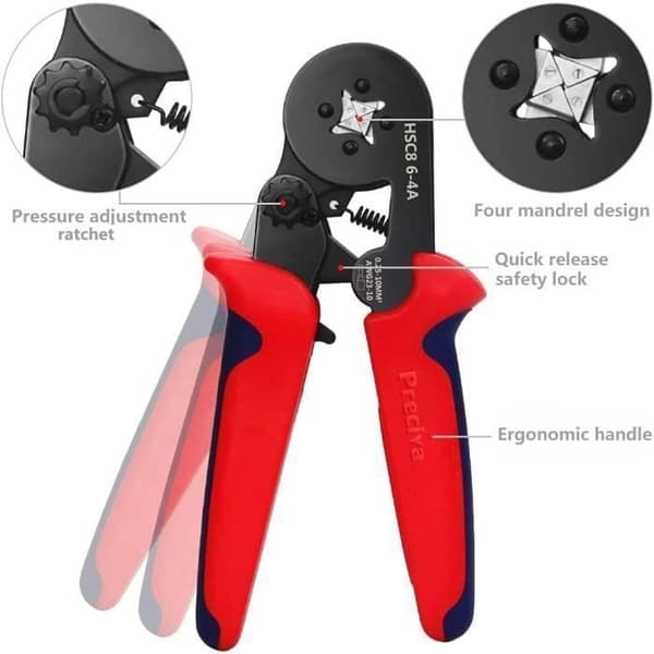 [RM]1200 Crimp Tool for Pressed Terminal Blocks, Insulating Electrical Lugs, Ratchet Crimp Tool for Electricians