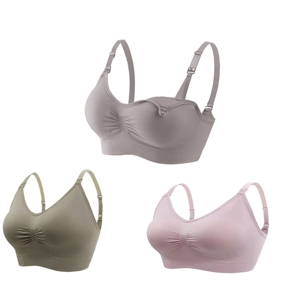 [RM]Amningsbehå, 3-pack, (grön + rosa + kaffe) M