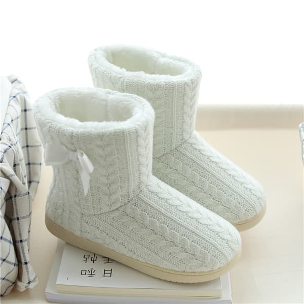 [RM]White, sizes 35-36, women's winter fur slippers, lined with warm
