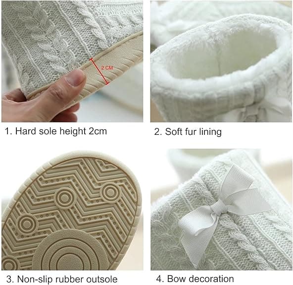 [RM]White, sizes 35-36, women's winter fur slippers, lined with warm