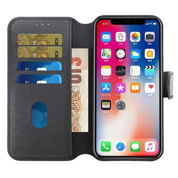 [RM]iPhone 15 Pro Pungcover Læder Rvelon - Sort Svart black