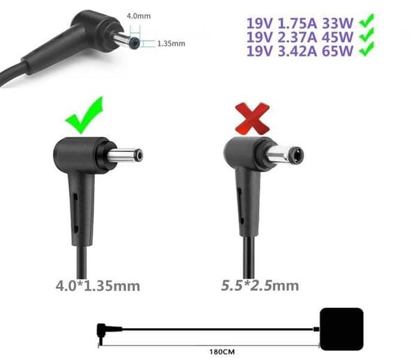[RM]STRØMADAPTER Lader for ASUS Vivobook Eeebook E406MA E406S E406SA E410M E410MA E502M E502MA E502N E410