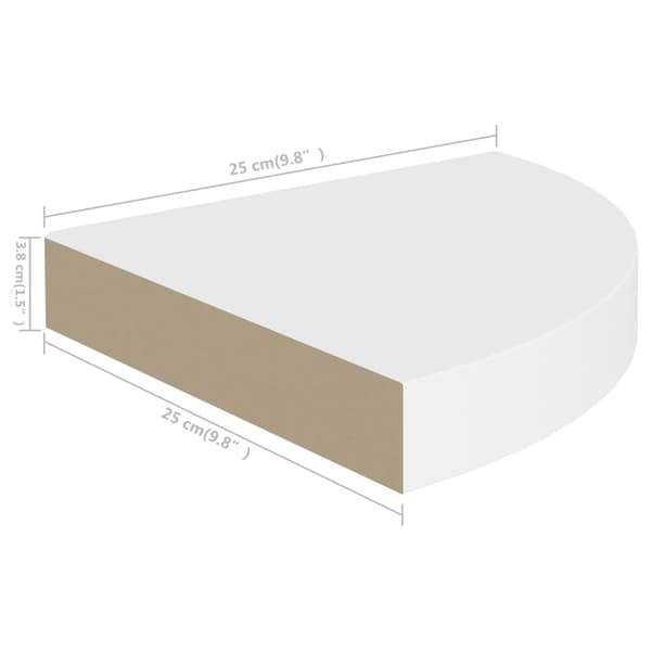 [RM]vidaXL Floating Corner Shelf White 25x25x3.8 cm MDF Vit white