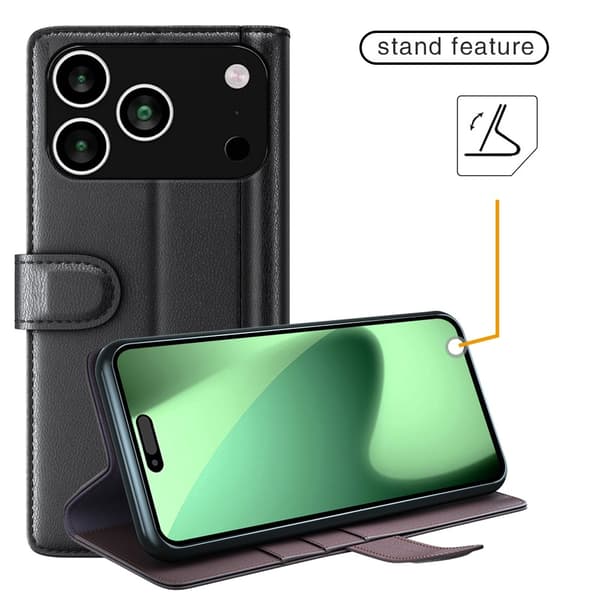 [RM]iPhone 17 Pro Max Etui Premium Ægte Læder Sort 89