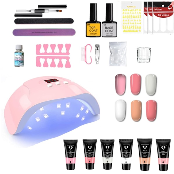 Polygel Nagelkit med UV-lampa Nagelgel Färgset Multicolor multifärg