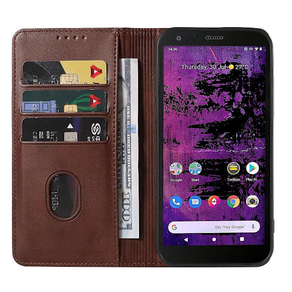 [RM]Magnetic Leather Case For Cat S62 Pro Brown