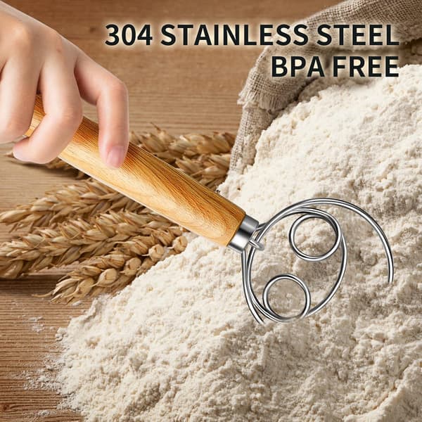 Dansk deigvisp i rustfritt stål, deigvisp i nederlandsk stil