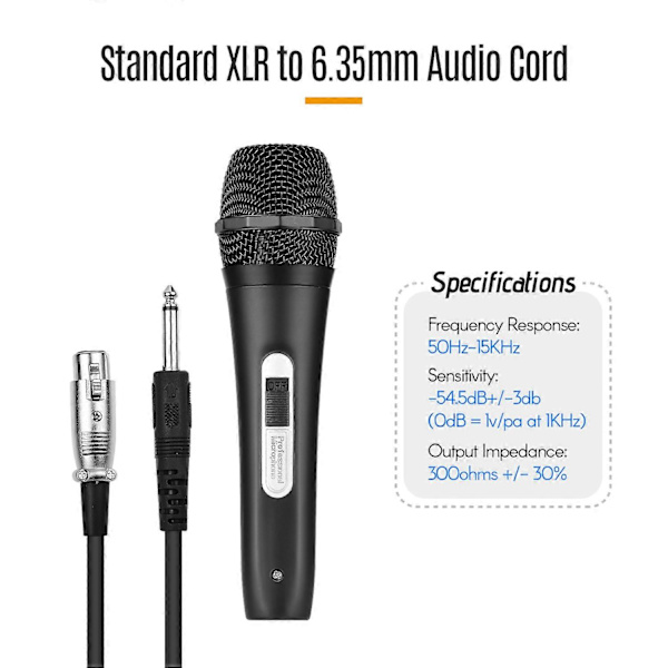 [RM]Handheld Wired Dynamic Microphone Mic XLR Cable 6.35mm Plug for Karaoke Singing Network Broadcasting Live Streaming Speech with 5 Meter Audio [D]