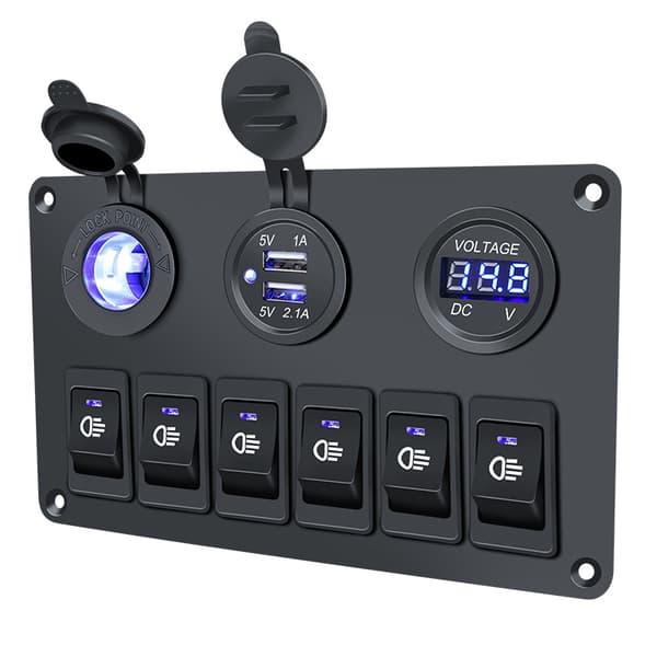 [RM]Car LED Light Switch Panel with Dual USB Ports and Voltmeter 338