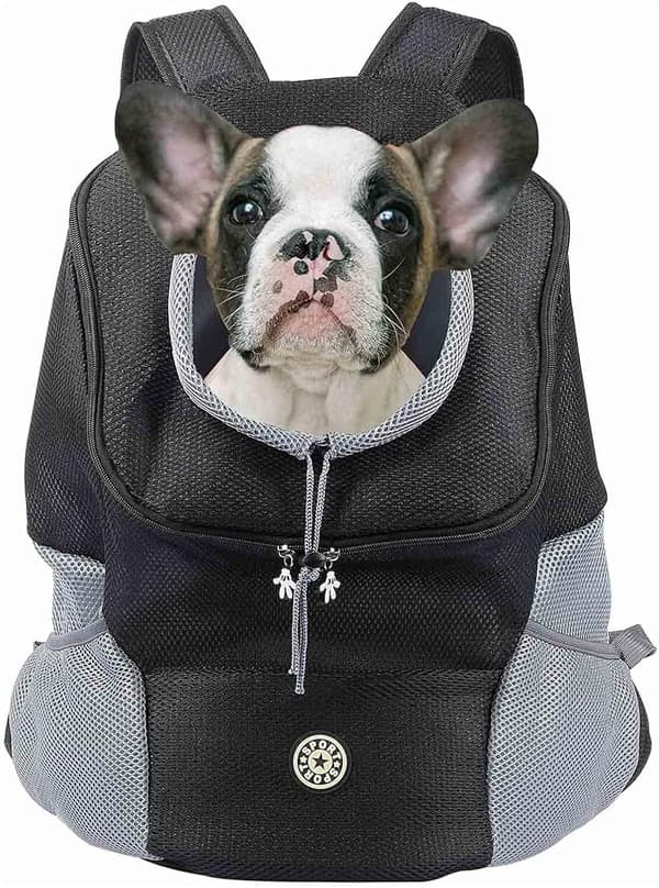 [RM] Dog Cat Carrier Backpack for Small Medium Pets Adjustable Head Out Front Breathable Bag Waterproof Bottom Backpack Black