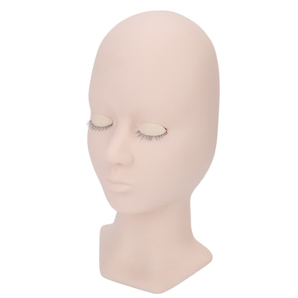 [RM]Silicone Makeup Massage Acupuncture Practice Head Model with Replaceable Eyelashes and Eyes Pink Eyelid