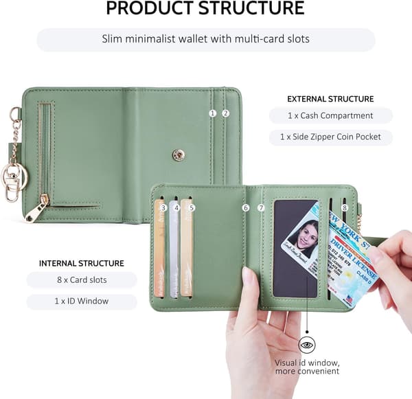 [RM]RFID-blocking, multi-card slot wallet with zipper pocket, 8 slots