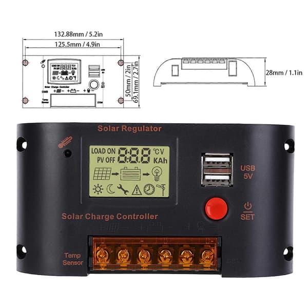 [RM] Solcellepanelregulator Fotovoltaisk Strømgenereringskontroller 10A for Blybatteri
