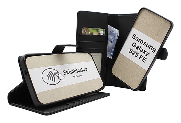 [RM]Skimblocker Samsung Galaxy S25 FE Magnet Wallet Case Mörkröd