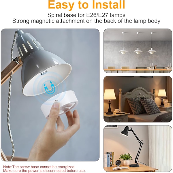[RM]Rechargeable Battery-Powered Light Bulb for E26 Socket (Detachable), 13 Color Temperatures, Puck Lights with Remote Control, Dimmable and Timer_MGF