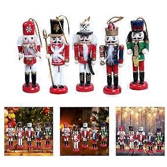 [RM]Christmas Nutcracker Ornament Set Wooden Nutcracker Hanging Decorations for Christmas Tree Figurines Doll Gift