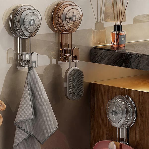 [RM]2 pcs Suction Cup Hooks Multifunctional Suction Cup Hooks Bathroom Towel Hanger Easy Installation for Bathroom & Kitchen transparent orange