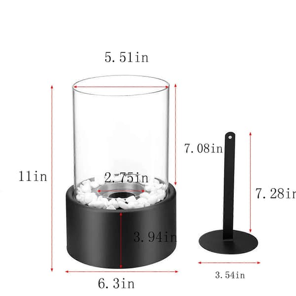 [RM]Tabletop Fireplace, Indoor/Outdoor, Portable, Clean Burning Bio Ethanol, Black
