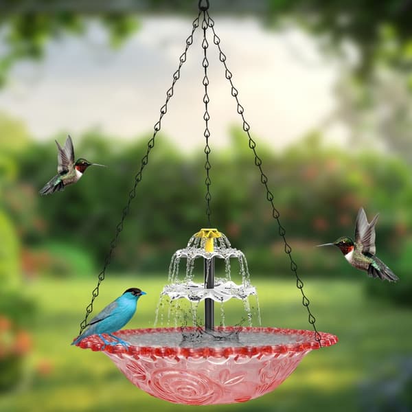 [RM]Solar Powered Bird Bath Fountain with Cascade Waterfall Effect for Garden Decoration Blue 0.66