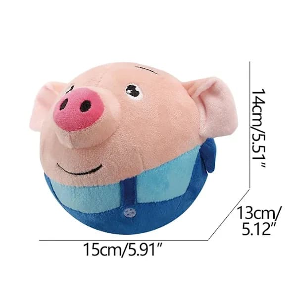 [RM]Jumping Pig Charging Version Jumping Ball Plush Toy Recording Singing Cute Bouncing Toy Blue