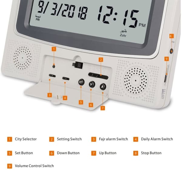 [RM]Digital Desktop Calendar with Perpetual Calendar and Alarm Function (Grey-White)