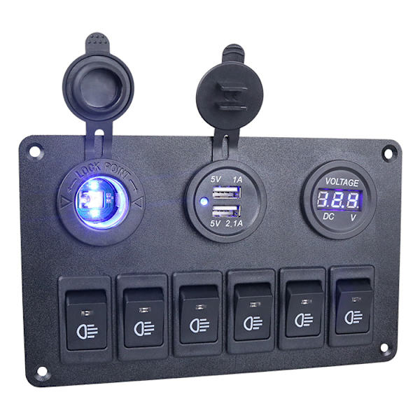 [RM]Car LED Light Switch Panel with Dual USB Ports and Voltmeter 338