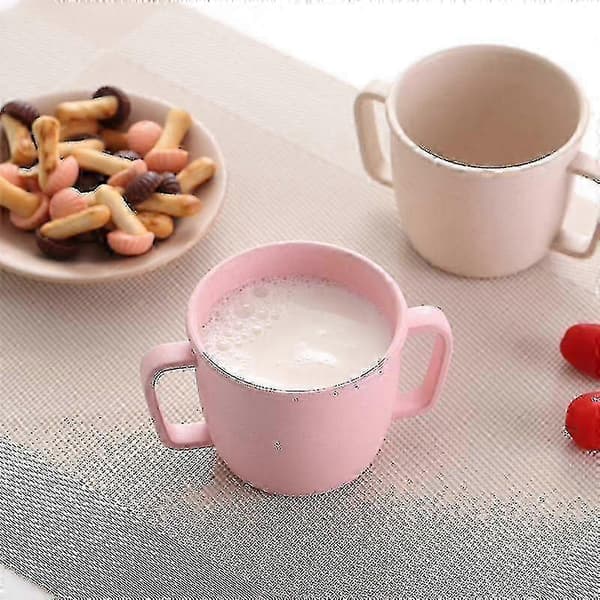 [RM]Mug with two handles, solid color drinking cup, milk coffee cup, home tableware, easy to use, 1 pc, Beige GCO