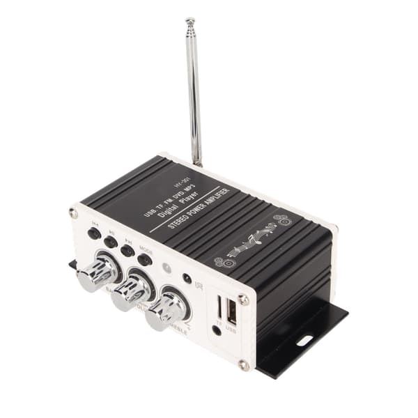 [RM] Car Amplifier 2-Channel Bluetooth 5.0 Digital Mini HIFI Stereo Power Amplifier with Remote Control 100-240V EU Plug 0.1