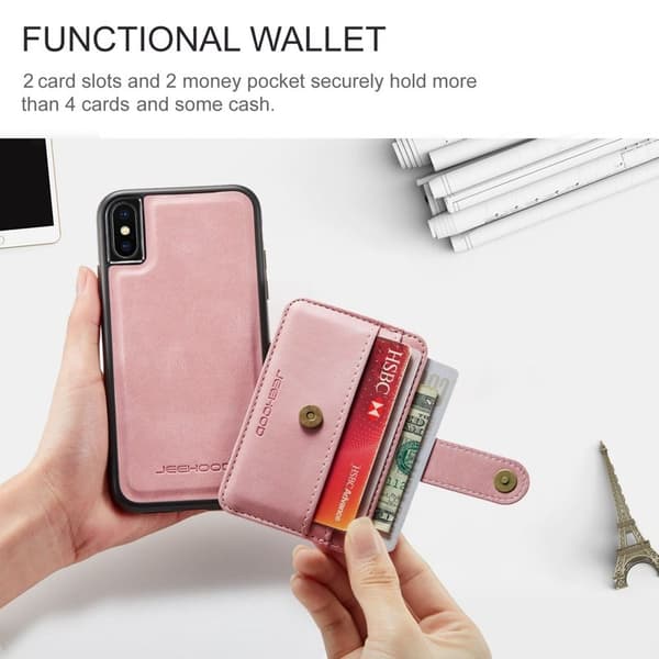 [RM]JEEHOOD Phone Case for iPhone XS Max Shockproof Wallet Pink