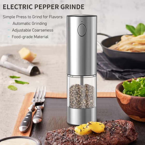 [RM]Electric Salt and Pepper Grinder Set, Rechargeable Salt and Pepper Mills Refillable, Automatic Pepper Grinder with Adjustable