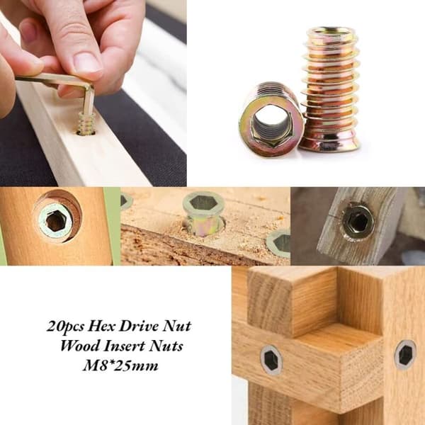 [RM]20-pack M10 Zinc Alloy Threaded Hex Nuts Zinc Alloy Insert Nuts Assortment (M8x13mm)