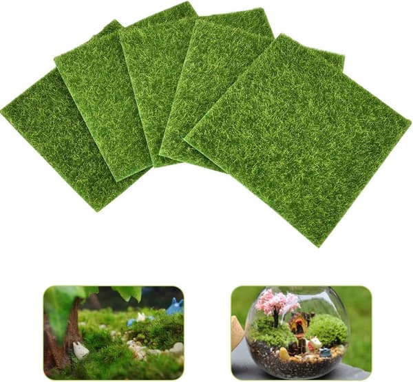 [RM]5 pieces 15*15cm plastic artificial turf, artificial grass, non-woven synthetic grass, artificial grass for micro landscape, glass container, pot