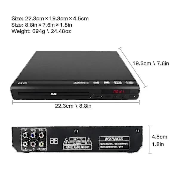 [RM]DVD Player for TV, All Region Free DVD CD Discs Player AV Output Built-in / NTSC, USB Input, Remote Control