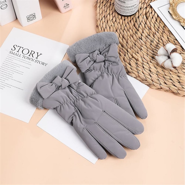 Kvinner Fluffy Fur Foret Touchscreen Hansker Vinter Varm Plysj Vindtett Full Finger Votter Grey