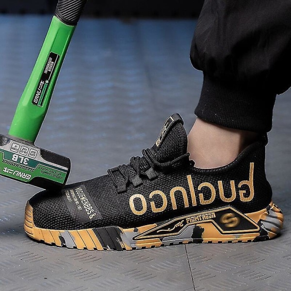 Arbejdssneakers Stål Tå Sko Herre Sikkerhedssko Punkteringssikre Arbejdssko Støvler Mode Inde Orange 38