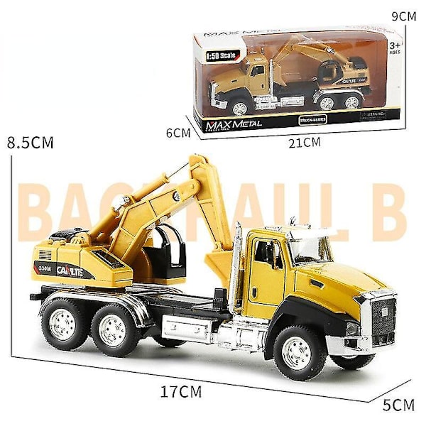 Støbt ingeniørkøretøj Byggekøretøjer Dumper Gravemaskine Mixer Lastbil 1/50 Skala Metal Modelbiler Træk Tilbage Billegetøj 3 STK C