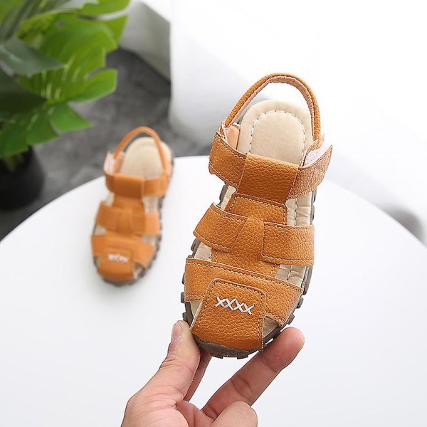 Uudet poikien sandaalit pehmeästä nahasta suljetulla kärjellä taaperoikäisille vauvoille kesäkengät pojille ja tytöille lasten rantakengät urheilu lasten sandaalit Csh130 Yellow 30 Insole18.6cm