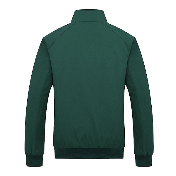 Herre Ensfarvet Løs Casual Jakke Green L