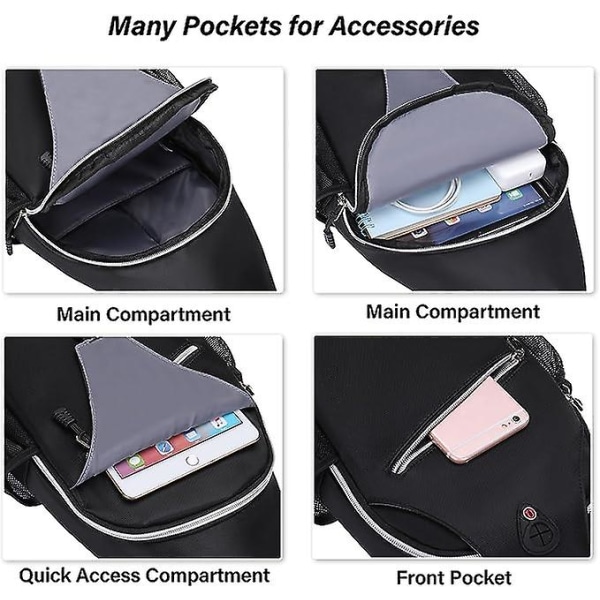 Sling Ryggsäck, Multifunktionell Crossbody Axelväska Resa Vandring Daglig Ryggsäck black