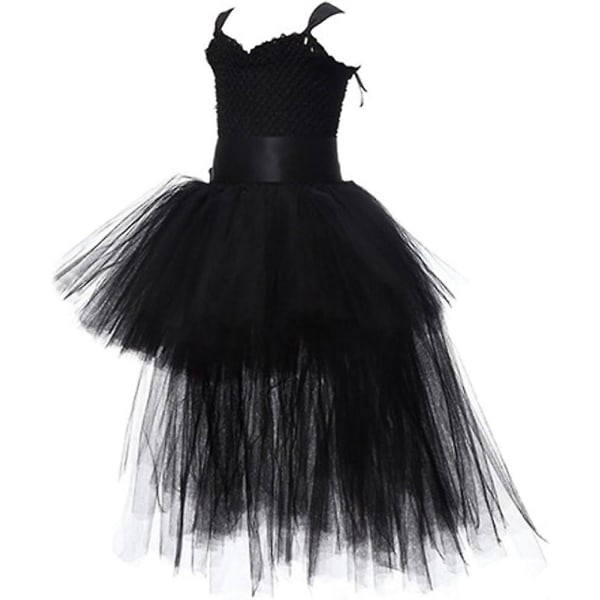 Piger Hi Low Kjole Off Shoulder Ærmeløs Prinsesse Tutu Tyl Prom Scene Dans Konfirmation Gallakjole Bryllup Brudepige Cocktail Fest Fødselsdag Black 3 4 Years