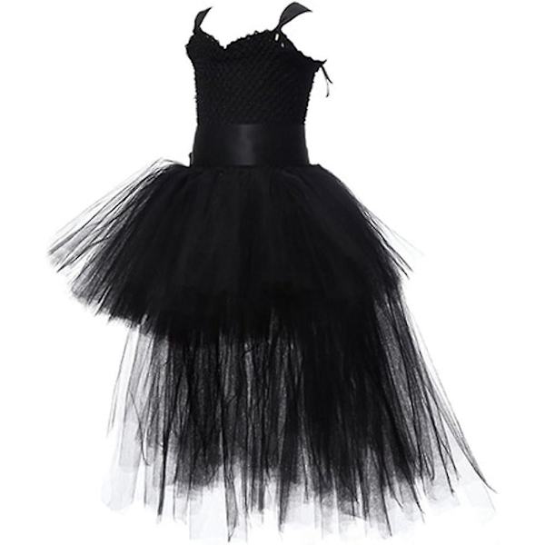 Tyttöjen Hi Low -mekko, avoimet olkapäät, hihaton prinsessa Tutu Tylli Prom Esiintymislava Tanssi Ehtoollinen Juhlapuku Hää Morsiusneito Cocktail Kauneuskilpailu Juhlat Syntymäpäivä Black 5 6 Years