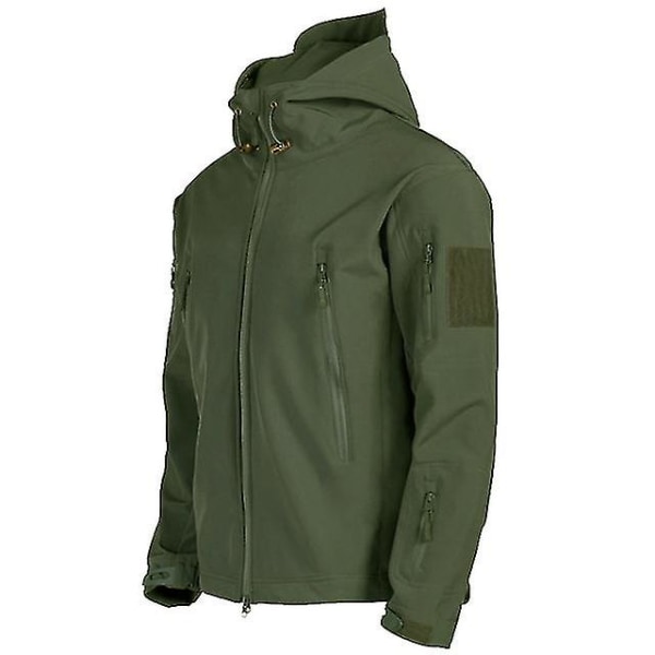 Militære Shark Skin Soft Shell Jakker Menn Taktisk Vindtett Vanntett Jakke Menn Hær Kampjakker Herre Hette Bomberjakker Army Green M