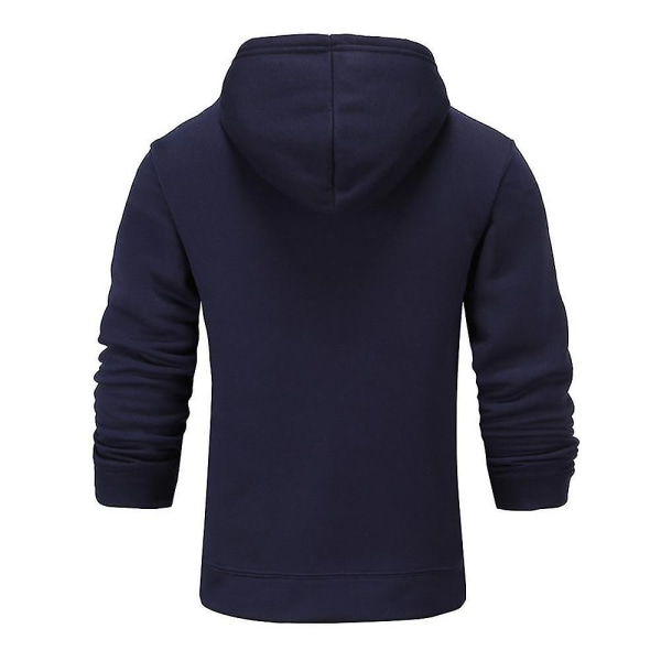 Langærmet hættetrøje til mænd og kvinder, sports sweatshirt toppe Navy Blue XL