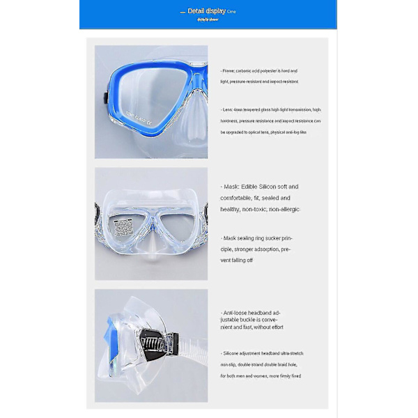 Härdat Glas Silikon Dykmask Snorkelset Myopi Simglasögon Pink