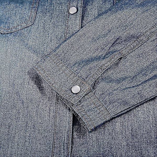 Mote dame fritid 3/4 erme knapp ned crop jean topp knute knyte denim skjorte jakke Blue L