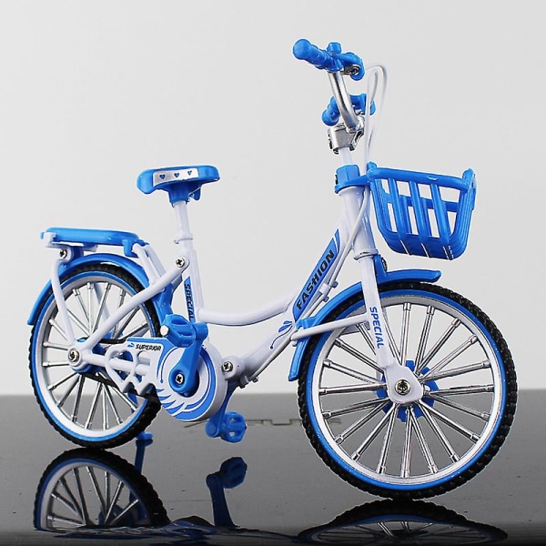 Miniatyrcykelmodell leksak legering plast utförsåkning mountainbike leksaker presenter för pojkar Folding Mountain Bike Blue