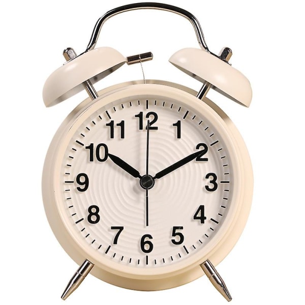 4 tum Alarmklocka Retro Klocka Metall Klocka Alarmklocka White