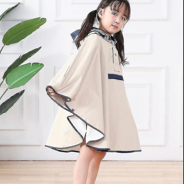 Regnkappa för barn Vattentät Cape Regnkläder med framficka för unisex Beige L